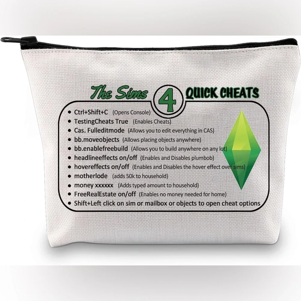 GJTIM women’s The Sims 4 Quick Cheats Plumbob Gaming Graphic Makeup Bag